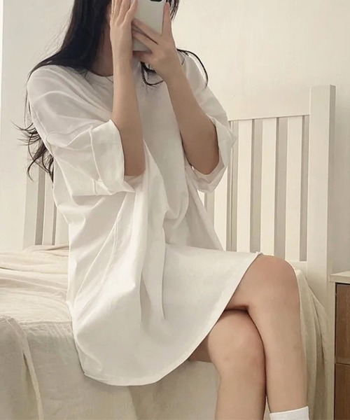 Miniministore（ミニミニストア）の「ビッグシルエットロゴtシャツ レディース（Tシャツ/カットソー・レディース・ブラック/ブルー/ホワイト/ダークグレー・FREE）」の14枚目の写真