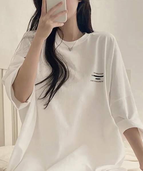 Miniministore（ミニミニストア）の「ビッグシルエットロゴtシャツ レディース（Tシャツ/カットソー・レディース・ブラック/ブルー/ホワイト/ダークグレー・FREE）」の15枚目の写真