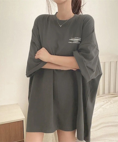 Miniministore（ミニミニストア）の「ビッグシルエットロゴtシャツ レディース（Tシャツ/カットソー・レディース・ブラック/ブルー/ホワイト/ダークグレー・FREE）」の17枚目の写真