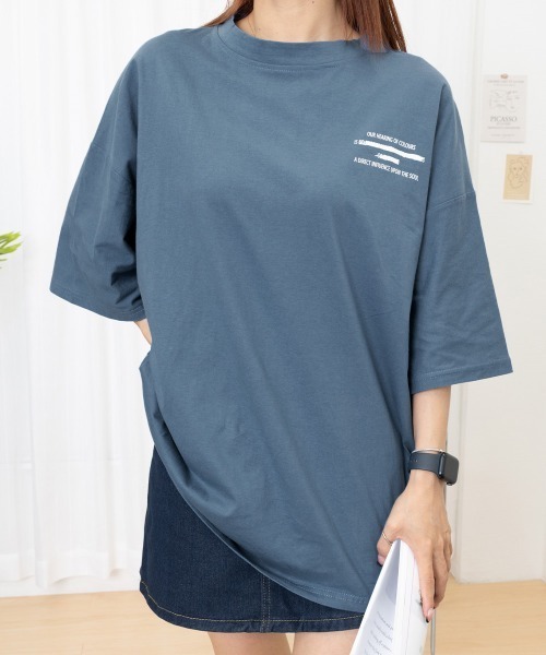 Miniministore（ミニミニストア）の「ビッグシルエットロゴtシャツ レディース（Tシャツ/カットソー・レディース・ブラック/ブルー/ホワイト/ダークグレー・FREE）」の18枚目の写真
