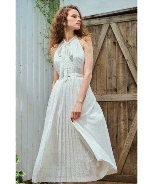 Rodin Satin Dress サテンジャガードプリーツドレス（ワンピース