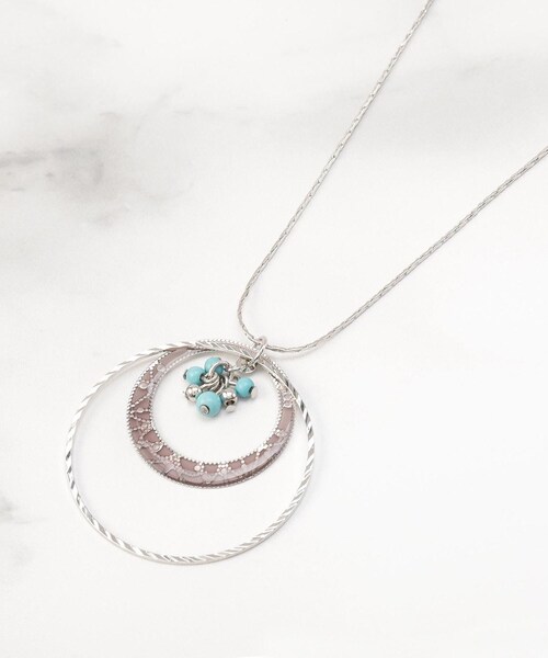 ITS'DEMO（イッツデモ）の「透かしターコイズリングネックレス（ネックレス・レディース・シルバー/ゴールド・00）」の2枚目の写真