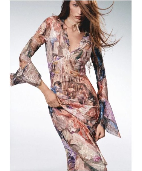 Desigual×Maria Escote】バロックプリント レースロングワンピース