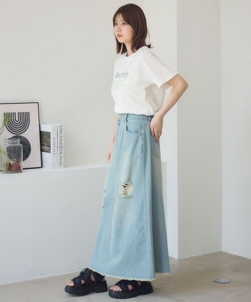 RETRO GIRL(レトロガール)の「メッセージロゴチビTEE(Tシャツ/カットソー・レディース・オフホワイト/ナチュラル/ライトグレー・FREE)」の6枚目の写真
