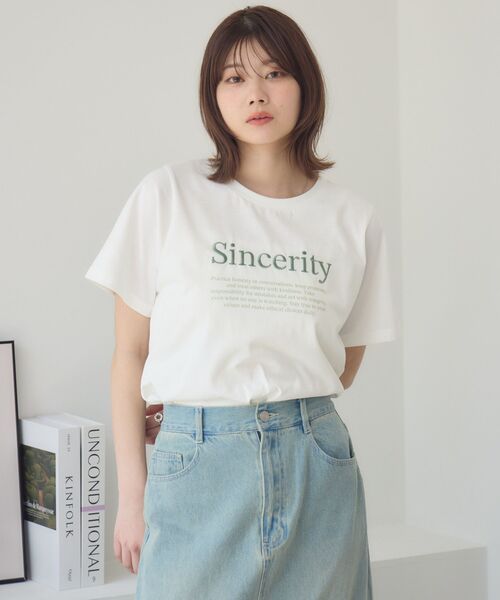 RETRO GIRL(レトロガール)の「メッセージロゴチビTEE(Tシャツ/カットソー・レディース・オフホワイト/ナチュラル/ライトグレー・FREE)」の9枚目の写真