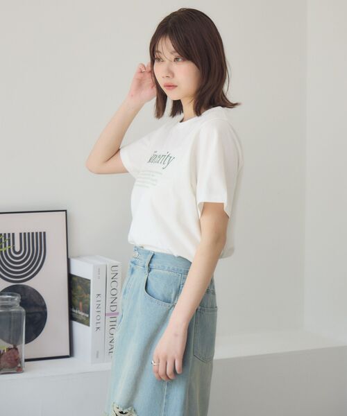 RETRO GIRL(レトロガール)の「メッセージロゴチビTEE(Tシャツ/カットソー・レディース・オフホワイト/ナチュラル/ライトグレー・FREE)」の10枚目の写真