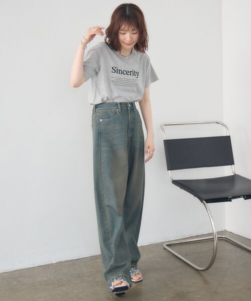 RETRO GIRL(レトロガール)の「メッセージロゴチビTEE(Tシャツ/カットソー・レディース・オフホワイト/ナチュラル/ライトグレー・FREE)」の21枚目の写真
