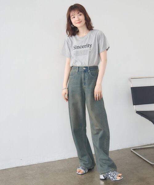 RETRO GIRL(レトロガール)の「メッセージロゴチビTEE(Tシャツ/カットソー・レディース・オフホワイト/ナチュラル/ライトグレー・FREE)」の22枚目の写真