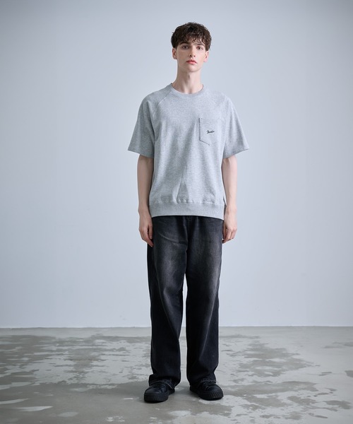 NUMBER (N)INE(ナンバーナイン)の「【NUMBER(N)INE/ナンバーナイン】FIRM COTTON RAGLAN SHORT SLEEVE POCKET SWEATSHIRT / ファーム コットン ラグラン ショートスリーブ ポケット クルーネック スウェット(スウェット・メンズ・ブラック/グレー/ブラック×ホワイト・M/L/XL)」の4枚目の写真