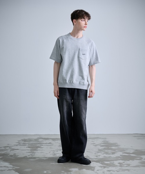 NUMBER (N)INE(ナンバーナイン)の「【NUMBER(N)INE/ナンバーナイン】FIRM COTTON RAGLAN SHORT SLEEVE POCKET SWEATSHIRT / ファーム コットン ラグラン ショートスリーブ ポケット クルーネック スウェット(スウェット・メンズ・ブラック/グレー/ブラック×ホワイト・M/L/XL)」の6枚目の写真