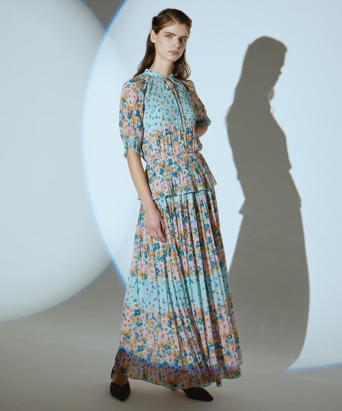 DOUBLE STANDARD CLOTHING（ダブルスタンダードクロージング）の「フラワーシフォンパネルボーダースカート（スカート・レディース・カラフル・36/38）」の4枚目の写真