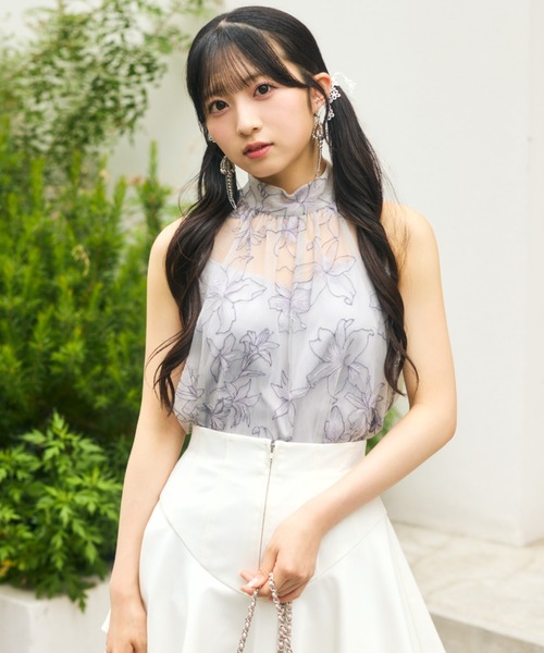 AKB48 秋山由奈さん着用】エンブロイダリーチュールブラウス 夏服