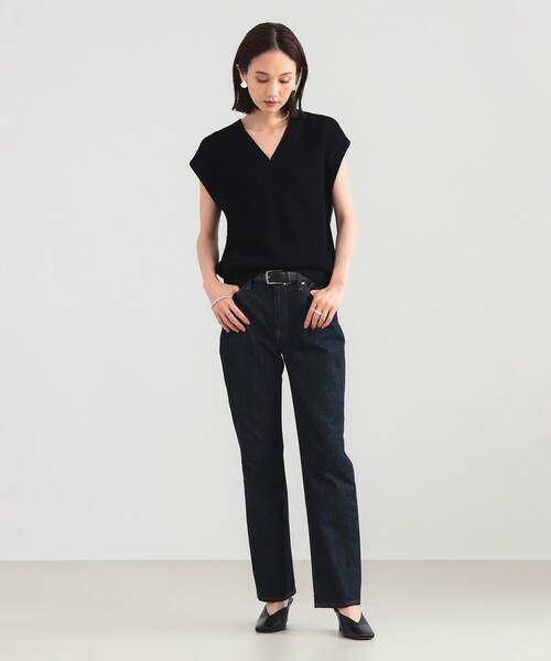 Demi-Luxe BEAMS（デミルクス ビームス）の「【1/9再値下げ】コットン 畦編みベスト［手洗い可］（ベスト・レディース・ブラウン系その他4/ブラック・ONE SIZE）」の3枚目の写真