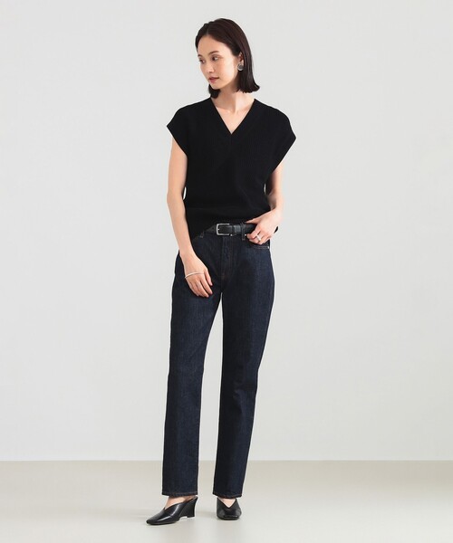 Demi-Luxe BEAMS（デミルクス ビームス）の「【1/9再値下げ】コットン 畦編みベスト［手洗い可］（ベスト・レディース・ブラウン系その他4/ブラック・ONE SIZE）」の5枚目の写真