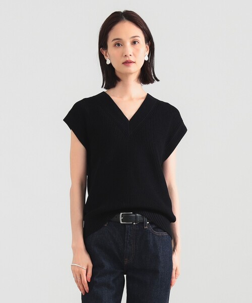 Demi-Luxe BEAMS（デミルクス ビームス）の「【1/9再値下げ】コットン 畦編みベスト［手洗い可］（ベスト・レディース・ブラウン系その他4/ブラック・ONE SIZE）」の7枚目の写真