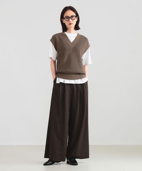 Demi-Luxe BEAMS（デミルクス ビームス）の「【1/9再値下げ】コットン 畦編みベスト［手洗い可］（ベスト・レディース・ブラウン系その他4/ブラック・ONE SIZE）」の9枚目の写真