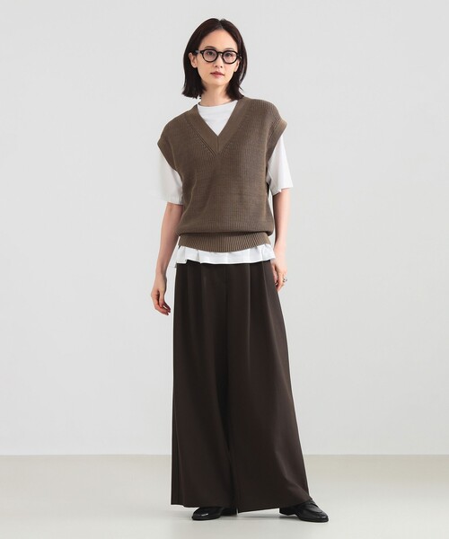 Demi-Luxe BEAMS（デミルクス ビームス）の「【1/9再値下げ】コットン 畦編みベスト［手洗い可］（ベスト・レディース・ブラウン系その他4/ブラック・ONE SIZE）」の10枚目の写真