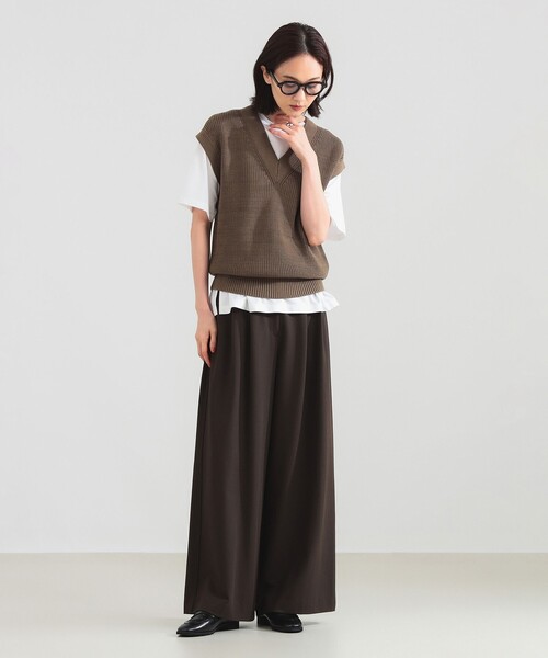 Demi-Luxe BEAMS（デミルクス ビームス）の「【1/9再値下げ】コットン 畦編みベスト［手洗い可］（ベスト・レディース・ブラウン系その他4/ブラック・ONE SIZE）」の11枚目の写真