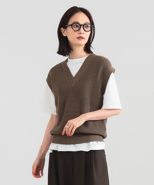 Demi-Luxe BEAMS（デミルクス ビームス）の「【1/9再値下げ】コットン 畦編みベスト［手洗い可］（ベスト・レディース・ブラウン系その他4/ブラック・ONE SIZE）」の12枚目の写真