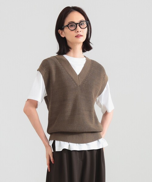 Demi-Luxe BEAMS（デミルクス ビームス）の「【1/9再値下げ】コットン 畦編みベスト［手洗い可］（ベスト・レディース・ブラウン系その他4/ブラック・ONE SIZE）」の13枚目の写真