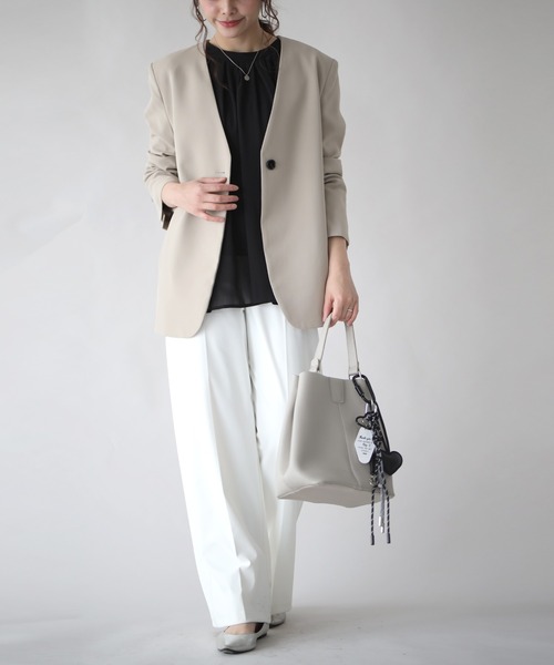 Ehre style(エーレスタイル)の「着こなし自由!3wayブラウスふんわりギャザー(シャツ/ブラウス・レディース・ブラック/ベージュ・FREE)」の19枚目の写真