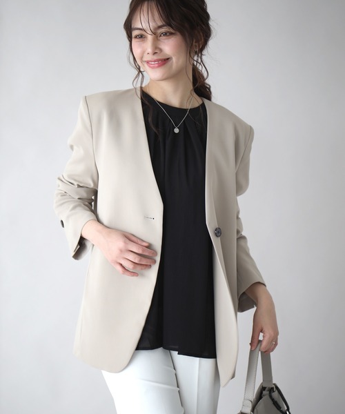 Ehre style(エーレスタイル)の「着こなし自由!3wayブラウスふんわりギャザー(シャツ/ブラウス・レディース・ブラック/ベージュ・FREE)」の8枚目の写真