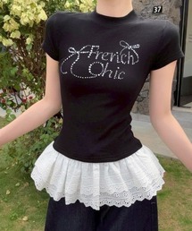 【LAMPOON】フリルウエストビジューTシャツ