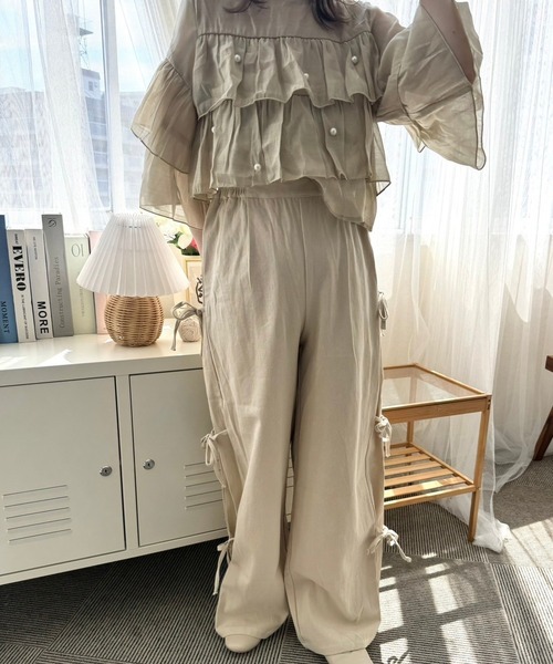 merrylatte（メリーラテ）の「クロップドシアーティアードブラウス（シャツ/ブラウス・レディース・アイボリー・FREE）」の8枚目の写真