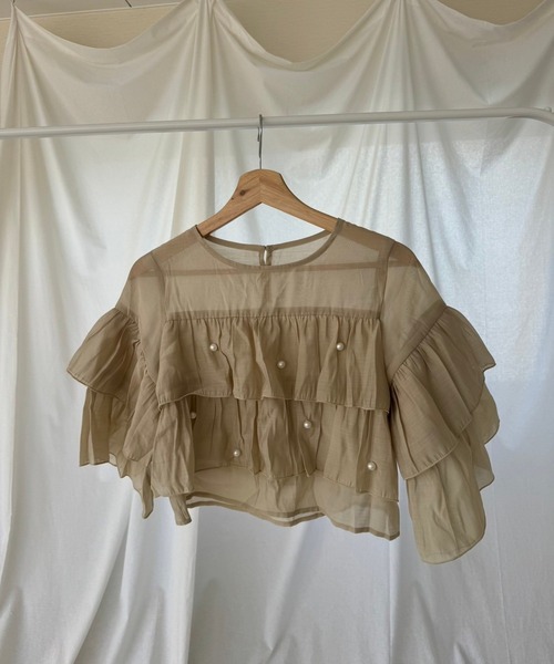 merrylatte（メリーラテ）の「クロップドシアーティアードブラウス（シャツ/ブラウス・レディース・アイボリー・FREE）」の10枚目の写真