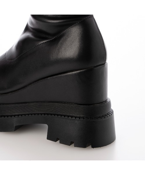 EVOL（イーボル）の「【XSサイズ・厚底】11cmストレッチロングブーツ IZ5835（ブーツ・レディース・アイボリー/ブラック・S/M/L/XS）」の17枚目の写真