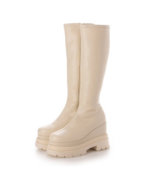 EVOL（イーボル）の「【XSサイズ・厚底】11cmストレッチロングブーツ IZ5835（ブーツ・レディース・アイボリー/ブラック・S/M/L/XS）」の19枚目の写真