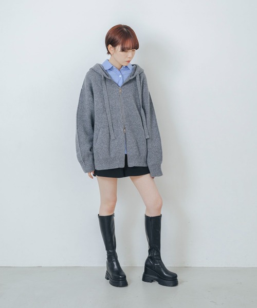 EVOL（イーボル）の「【XSサイズ・厚底】11cmストレッチロングブーツ IZ5835（ブーツ・レディース・アイボリー/ブラック・S/M/L/XS）」の7枚目の写真