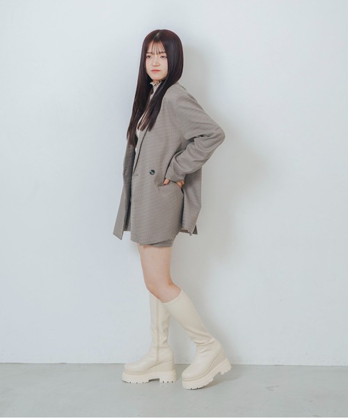 EVOL（イーボル）の「【XSサイズ・厚底】11cmストレッチロングブーツ IZ5835（ブーツ・レディース・アイボリー/ブラック・S/M/L/XS）」の8枚目の写真