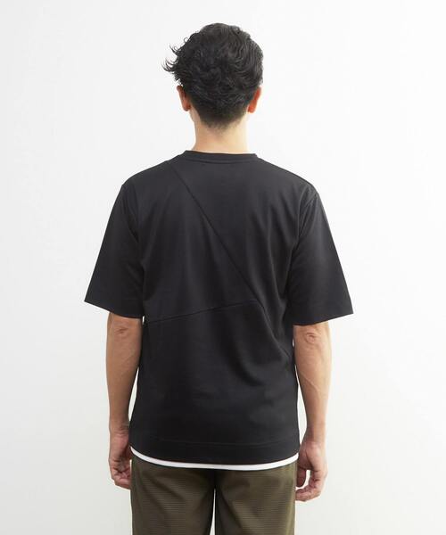 MEN'S MELROSE(メンズメルローズ)の「シルケットポンチ 同色ブロックパターンTシャツ | 接触冷感(Tシャツ/カットソー・メンズ・ブルーグレー/ブラック/ホワイト・2/3/4)」の8枚目の写真