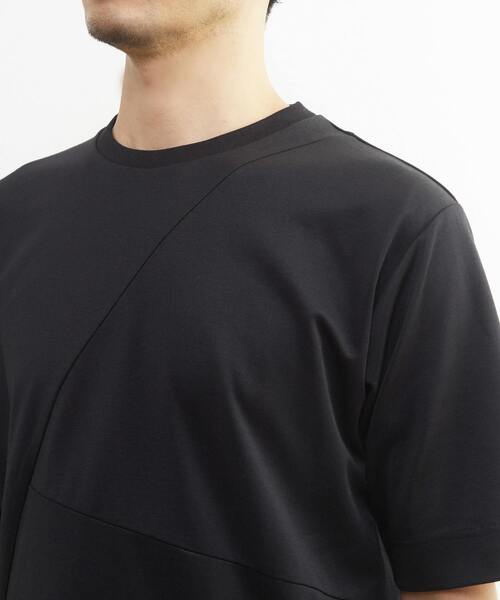 MEN'S MELROSE(メンズメルローズ)の「シルケットポンチ 同色ブロックパターンTシャツ | 接触冷感(Tシャツ/カットソー・メンズ・ブルーグレー/ブラック/ホワイト・2/3/4)」の10枚目の写真
