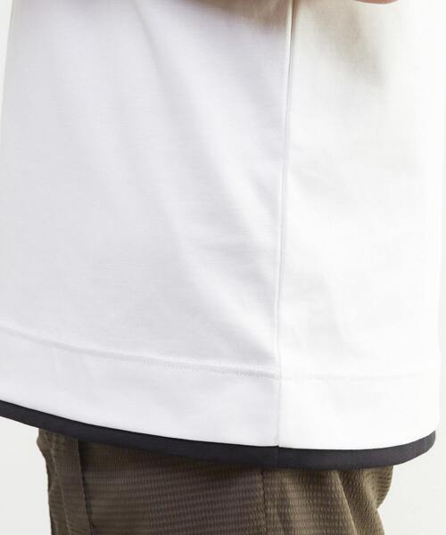 MEN'S MELROSE(メンズメルローズ)の「シルケットポンチ 同色ブロックパターンTシャツ | 接触冷感(Tシャツ/カットソー・メンズ・ブルーグレー/ブラック/ホワイト・2/3/4)」の13枚目の写真