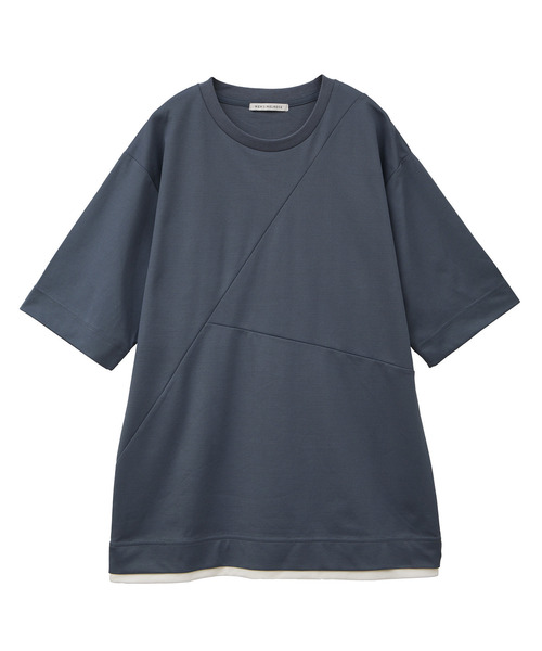 MEN'S MELROSE(メンズメルローズ)の「シルケットポンチ 同色ブロックパターンTシャツ | 接触冷感(Tシャツ/カットソー・メンズ・ブルーグレー/ブラック/ホワイト・2/3/4)」の14枚目の写真