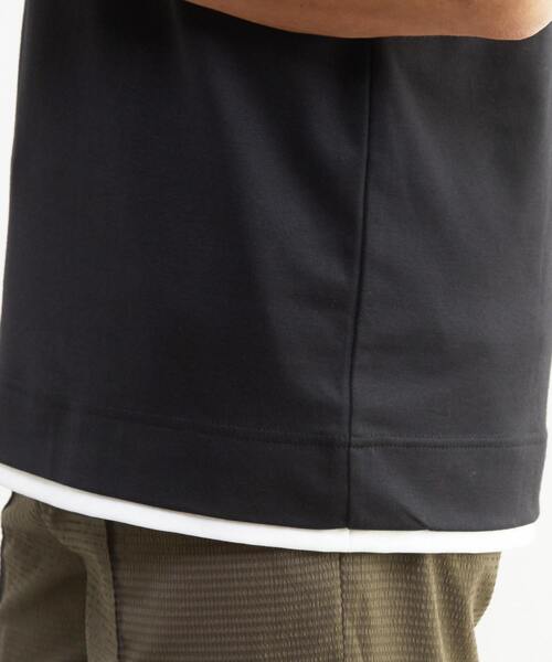 MEN'S MELROSE(メンズメルローズ)の「シルケットポンチ 同色ブロックパターンTシャツ | 接触冷感(Tシャツ/カットソー・メンズ・ブルーグレー/ブラック/ホワイト・2/3/4)」の19枚目の写真