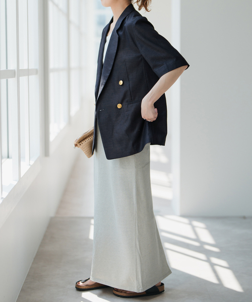 Spick & Span（スピックアンドスパン）の「《一部店舗+WEB限定 / 追加2》ドライクロスハーフスリーブジャケット（テーラードジャケット・レディース・タン/ネイビー・36/38）」の17枚目の写真