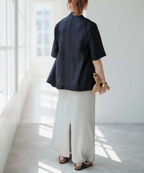 Spick & Span（スピックアンドスパン）の「《一部店舗+WEB限定 / 追加2》ドライクロスハーフスリーブジャケット（テーラードジャケット・レディース・タン/ネイビー・36/38）」の18枚目の写真