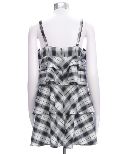 clear（クリア）の「チェック柄ティアードフリルミニワンピース［カジュアル ガーリー］≪SS新作≫（ワンピース・レディース・ボルドー/ブラック・F）」の10枚目の写真