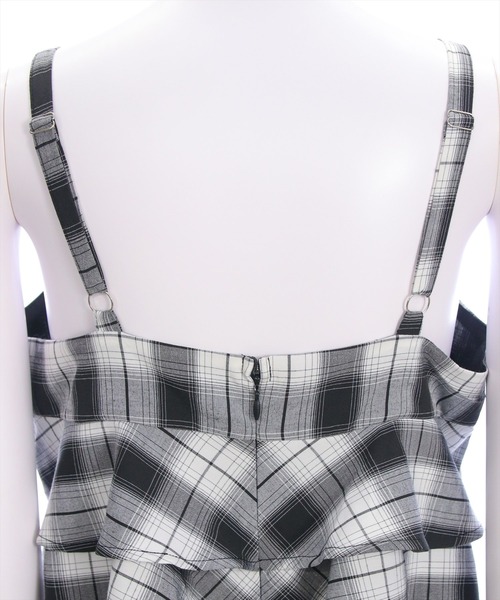 clear（クリア）の「チェック柄ティアードフリルミニワンピース［カジュアル ガーリー］≪SS新作≫（ワンピース・レディース・ボルドー/ブラック・F）」の11枚目の写真