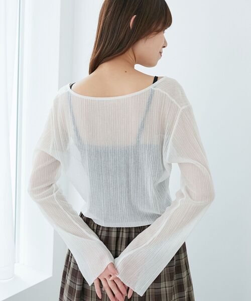 MAJESTIC LEGON（マジェスティックレゴン）の「キラキラボタンシアーカーディガン（カーディガン/ボレロ・レディース・ピンク/ブルー/オフホワイト/ネイビー/イエロー/ブラック・MEDIUM）」の12枚目の写真