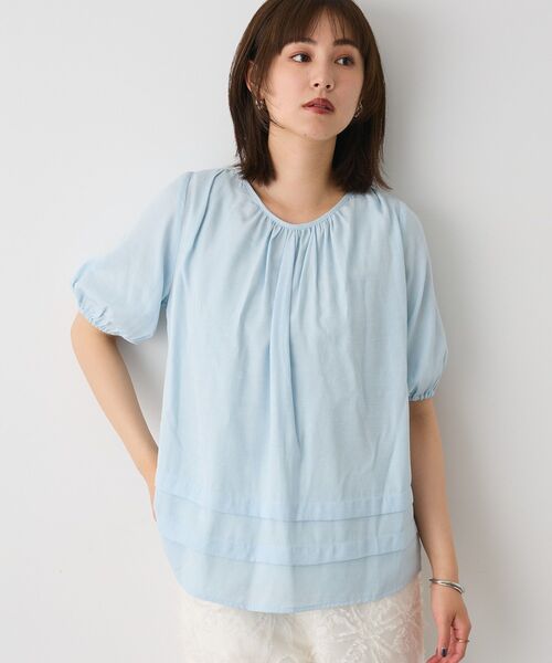 CRAFT STANDARD BOUTIQUE(クラフトスタンダードブティック)の「バックレースアップバルーンスリーブブラウス(シャツ/ブラウス・レディース・アイボリー/サックスブルー/ブラック・FREE)」の4枚目の写真