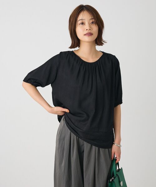 CRAFT STANDARD BOUTIQUE(クラフトスタンダードブティック)の「バックレースアップバルーンスリーブブラウス(シャツ/ブラウス・レディース・アイボリー/サックスブルー/ブラック・FREE)」の5枚目の写真
