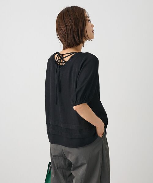 CRAFT STANDARD BOUTIQUE(クラフトスタンダードブティック)の「バックレースアップバルーンスリーブブラウス(シャツ/ブラウス・レディース・アイボリー/サックスブルー/ブラック・FREE)」の7枚目の写真