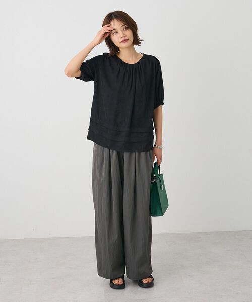 CRAFT STANDARD BOUTIQUE(クラフトスタンダードブティック)の「バックレースアップバルーンスリーブブラウス(シャツ/ブラウス・レディース・アイボリー/サックスブルー/ブラック・FREE)」の8枚目の写真