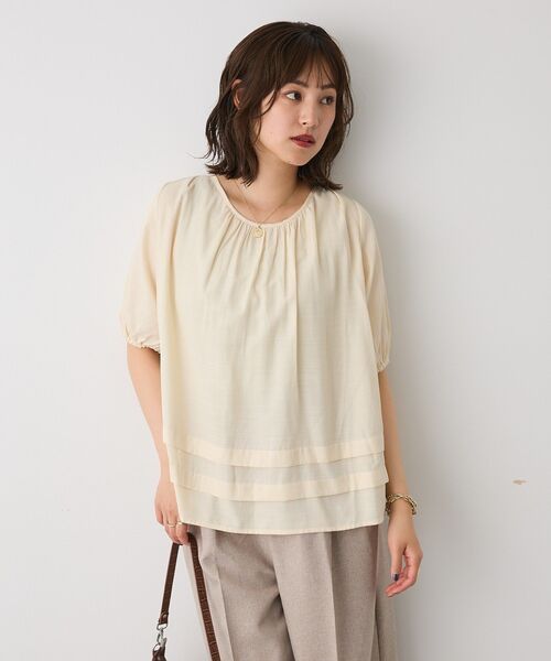 CRAFT STANDARD BOUTIQUE(クラフトスタンダードブティック)の「バックレースアップバルーンスリーブブラウス(シャツ/ブラウス・レディース・アイボリー/サックスブルー/ブラック・FREE)」の11枚目の写真