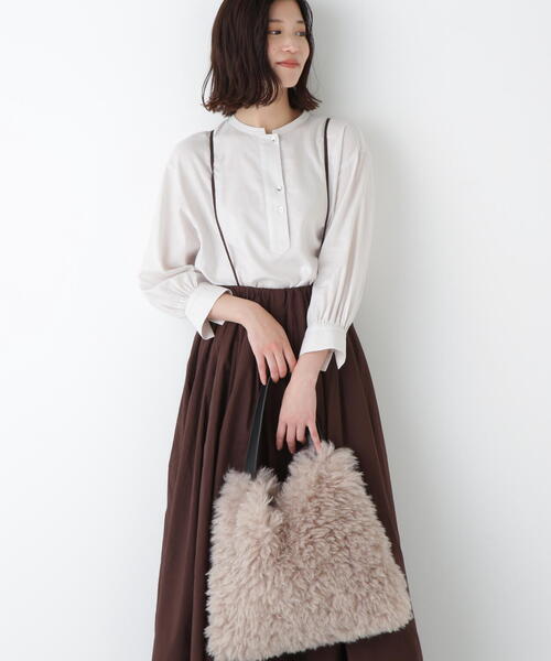 human woman（ヒューマンウーマン）の「◆フェイクファーバッグ（トートバッグ・レディース・ブラウン/ベージュ・ﾌﾘ-）」の10枚目の写真