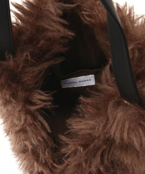 human woman（ヒューマンウーマン）の「◆フェイクファーバッグ（トートバッグ・レディース・ブラウン/ベージュ・ﾌﾘ-）」の16枚目の写真